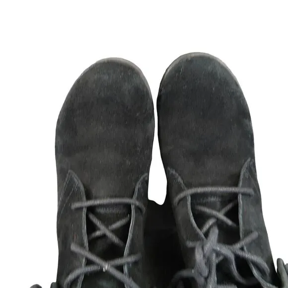 Donald Pliner Shoes Womens 6 Booties Wedge Lace Up Fashion Leather Faux Fur Mid