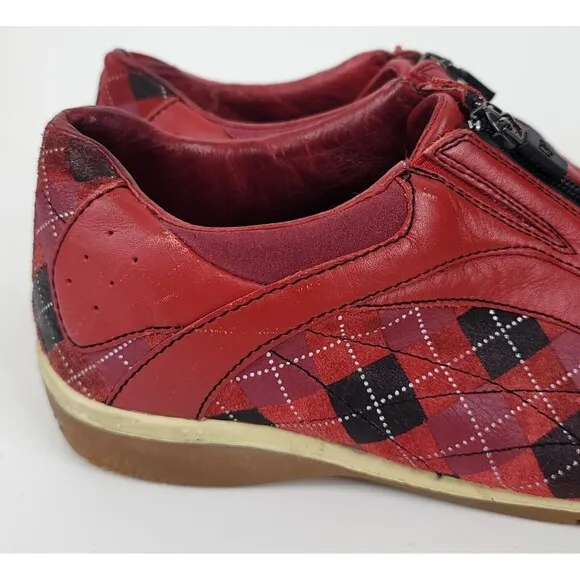 Donald Pliner Shoes Womens Size 8 Sport-I-Que Argyle Plaid Zip Sneakers