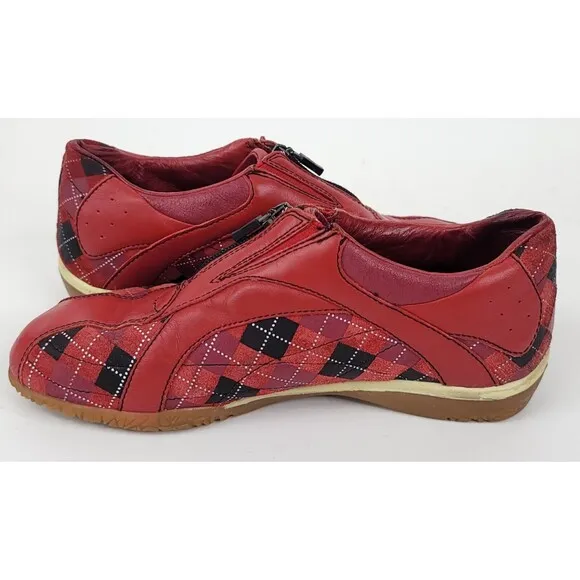 Donald Pliner Shoes Womens Size 8 Sport-I-Que Argyle Plaid Zip Sneakers