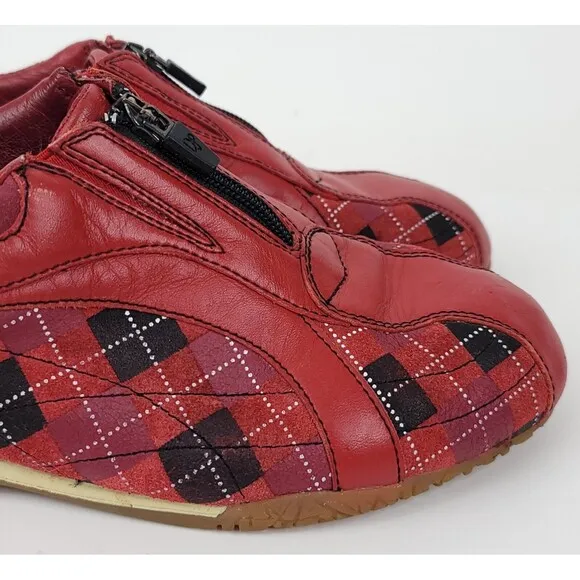 Donald Pliner Shoes Womens Size 8 Sport-I-Que Argyle Plaid Zip Sneakers