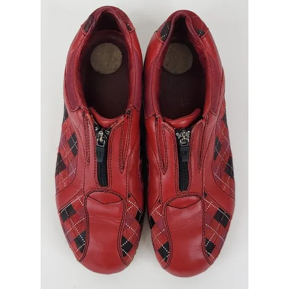Donald Pliner Shoes Womens Size 8 Sport-I-Que Argyle Plaid Zip Sneakers