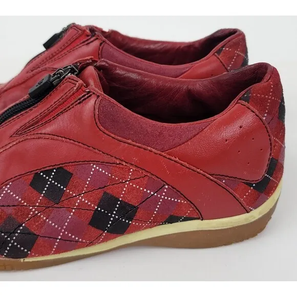 Donald Pliner Shoes Womens Size 8 Sport-I-Que Argyle Plaid Zip Sneakers
