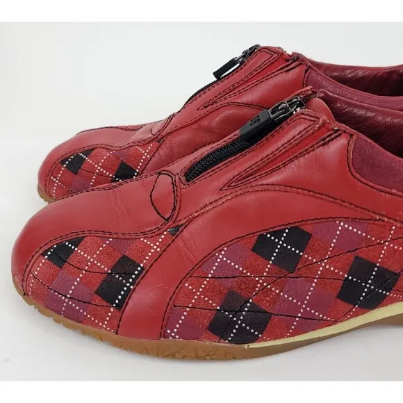 Donald Pliner Shoes Womens Size 8 Sport-I-Que Argyle Plaid Zip Sneakers