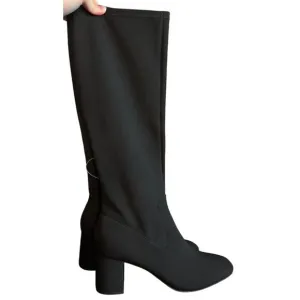 Donald Pliner Size 11 Women's Cassidy Crepe Elastic Tall Shaft Boot Black