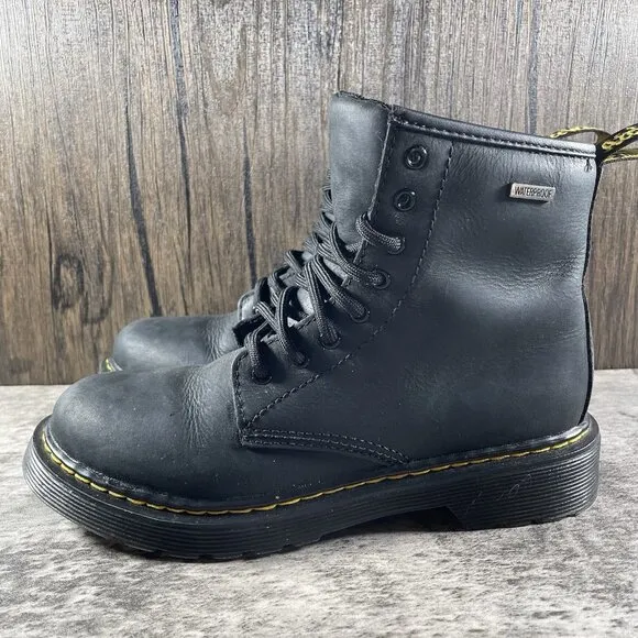 Dr Doc Martens 1460 Waterproof J Black Boots Youth Size 2