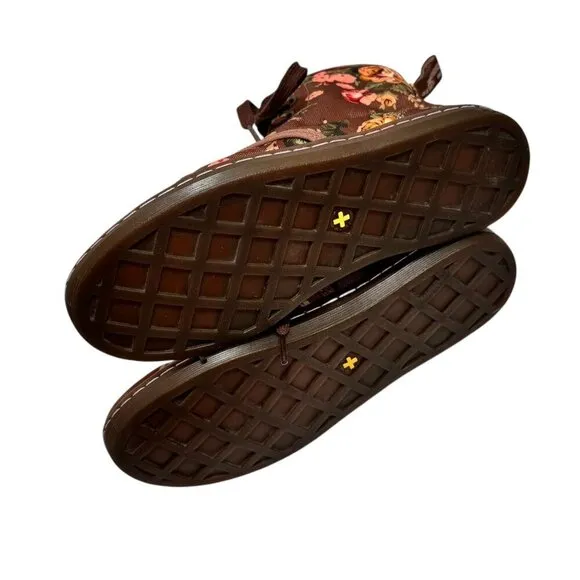 Dr Doc Martens Shoreditch Brown Floral High Top Lace Up Canvas Boots Shoes US 6