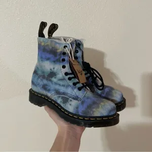 Dr. Martens 1460 Pascal Blue Tie Dyed Ombre Suede Combat Boots unisex NEW 6