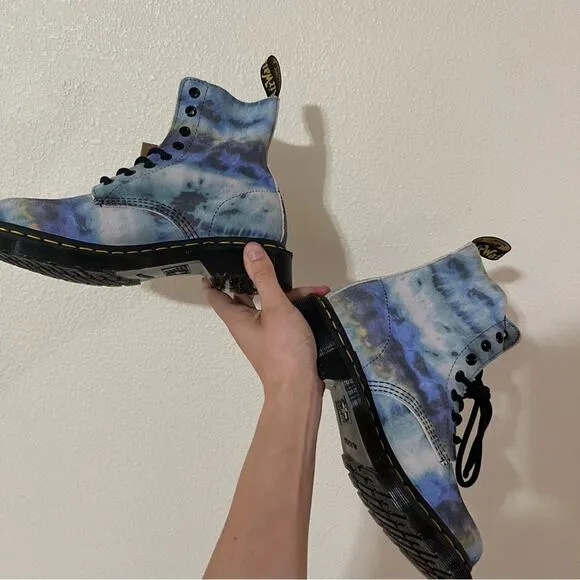 Dr. Martens 1460 Pascal Blue Tie Dyed Ombre Suede Combat Boots unisex NEW 6