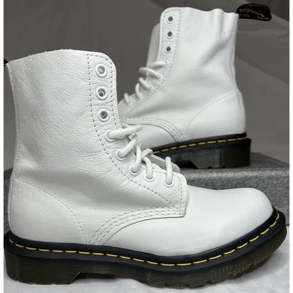 Dr Martens 1460 Pascal Virginia Soft Leather Fashion White Boots | Women Size 5