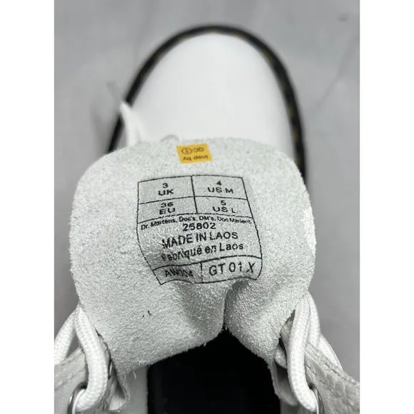 Dr Martens 1460 Pascal Virginia Soft Leather Fashion White Boots | Women Size 5
