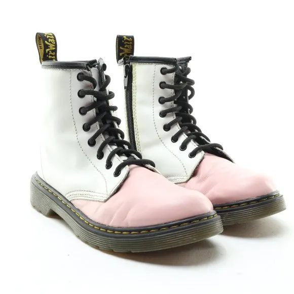 Dr. Martens 1460J Junior Softy T Leather Lace/Zip Boots Pink/White US3 EU34