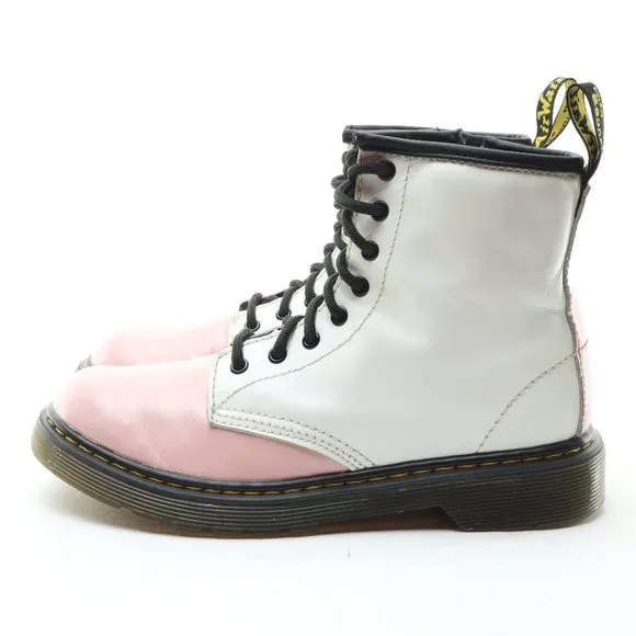Dr. Martens 1460J Junior Softy T Leather Lace/Zip Boots Pink/White US3 EU34