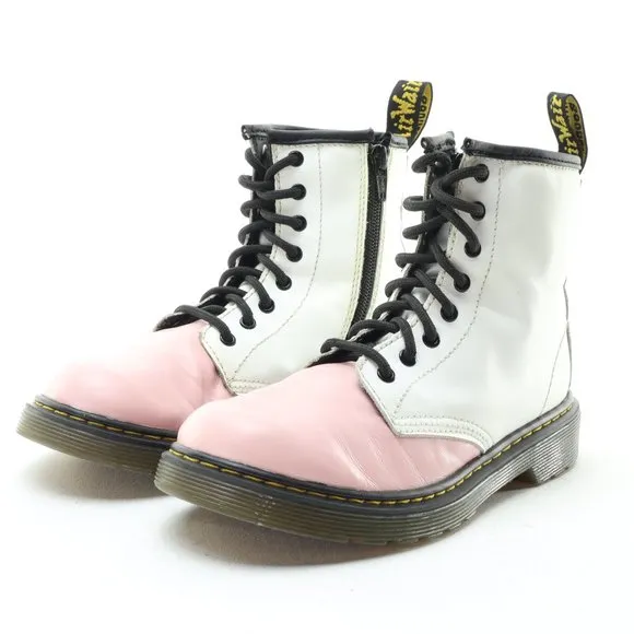 Dr. Martens 1460J Junior Softy T Leather Lace/Zip Boots Pink/White US3 EU34