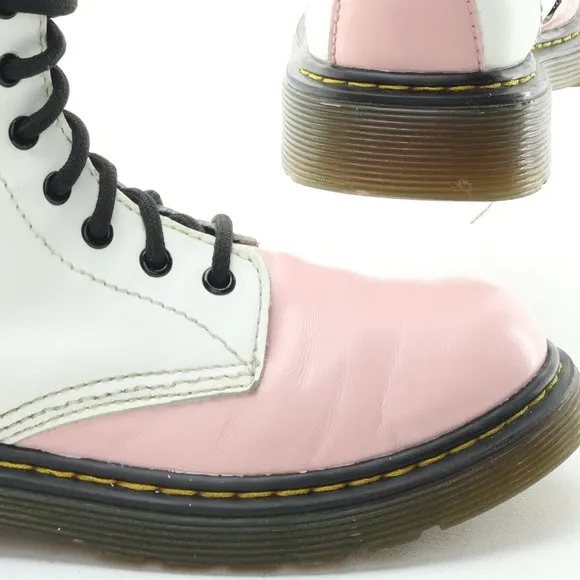 Dr. Martens 1460J Junior Softy T Leather Lace/Zip Boots Pink/White US3 EU34