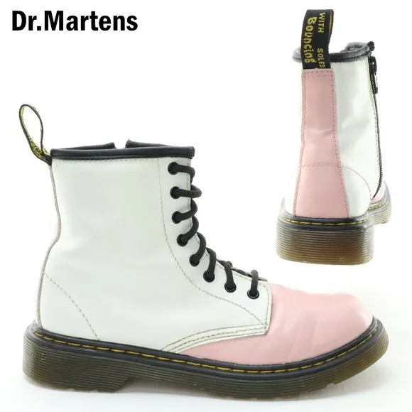 Dr. Martens 1460J Junior Softy T Leather Lace/Zip Boots Pink/White US3 EU34