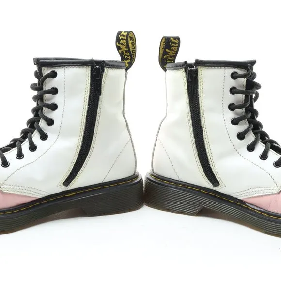 Dr. Martens 1460J Junior Softy T Leather Lace/Zip Boots Pink/White US3 EU34