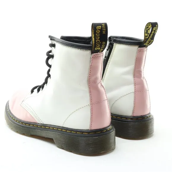 Dr. Martens 1460J Junior Softy T Leather Lace/Zip Boots Pink/White US3 EU34