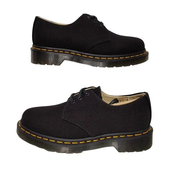 Dr. Martens 1461 Canvas Shoes Lug Sole Round Toe Black Unisex US M4/W5 UK 3 NEW