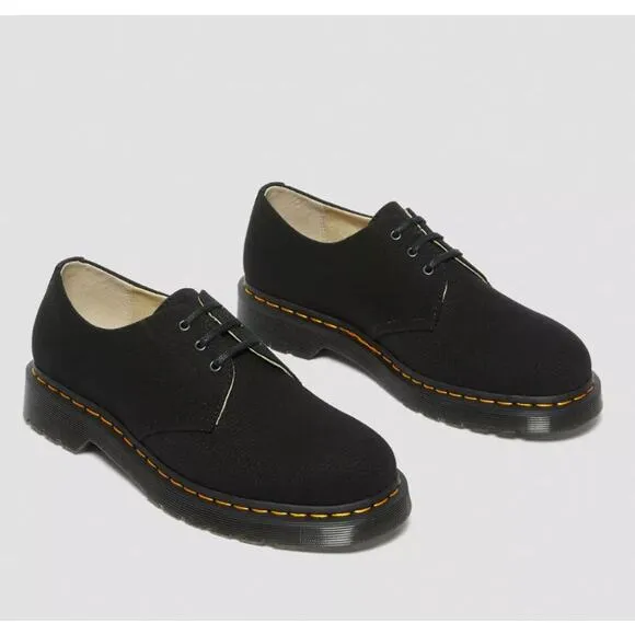 Dr. Martens 1461 Canvas Shoes Lug Sole Round Toe Black Unisex US M4/W5 UK 3 NEW