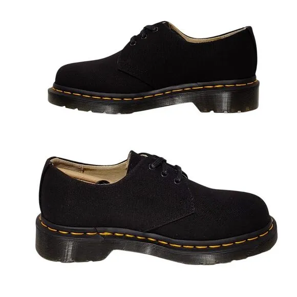Dr. Martens 1461 Canvas Shoes Lug Sole Round Toe Black Unisex US M4/W5 UK 3 NEW
