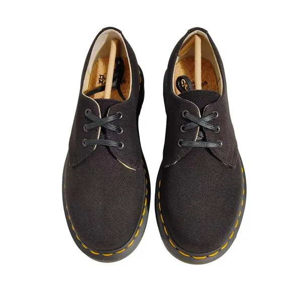 Dr. Martens 1461 Canvas Shoes Lug Sole Round Toe Black Unisex US M4/W5 UK 3 NEW