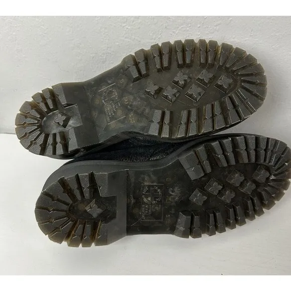Dr Martens 1461 Platform Oxford Shoes Black Glitter Fur Lined Womens Size 9