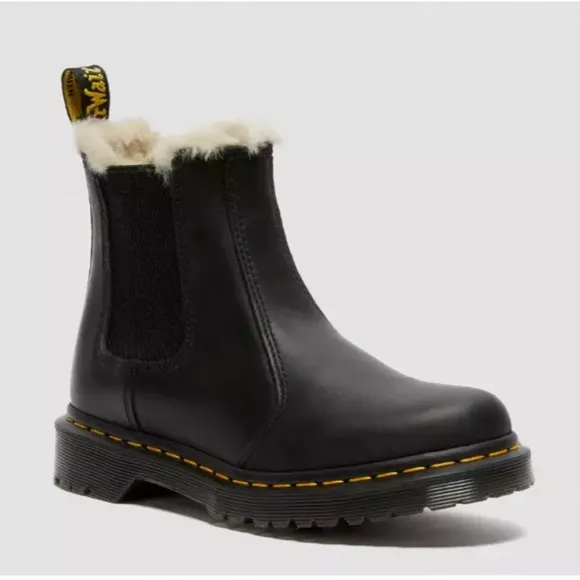 Dr. Martens 2976 Leonore Faux Fur Block Heel Lug Sole Chelsea Boots Size 6 NWT