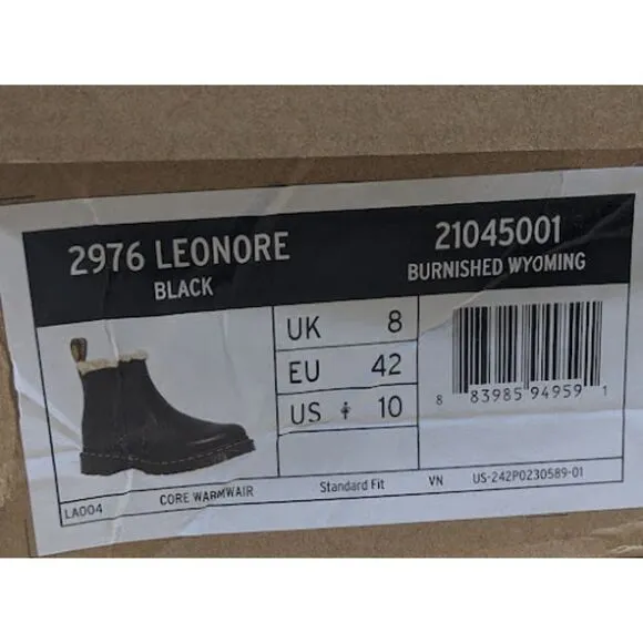 Dr. Martens 2976 Leonore Faux Fur Lined Black Leather Chelsea Boots UK 8 NIB