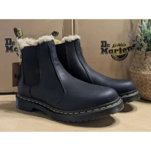 Dr. Martens 2976 Leonore Faux Fur Lined Black Leather Chelsea Boots UK 8 NIB