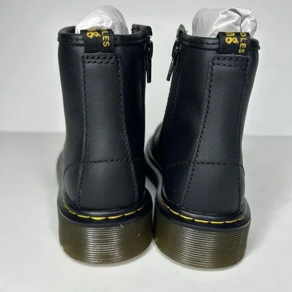 Dr. Martens Airwair J Black Matte Leather Lace Up/side Zip Ankle Boot Big Kids 5