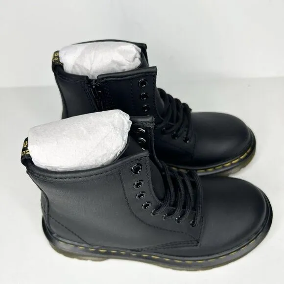 Dr. Martens Airwair J Black Matte Leather Lace Up/side Zip Ankle Boot Big Kids 5