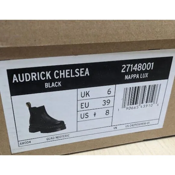 Dr. Martens Audrick Black Nappa Lux Leather Platform Chelsea Boots UK 6 NIB