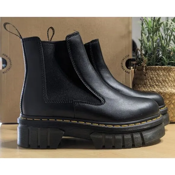 Dr. Martens Audrick Black Nappa Lux Leather Platform Chelsea Boots UK 6 NIB