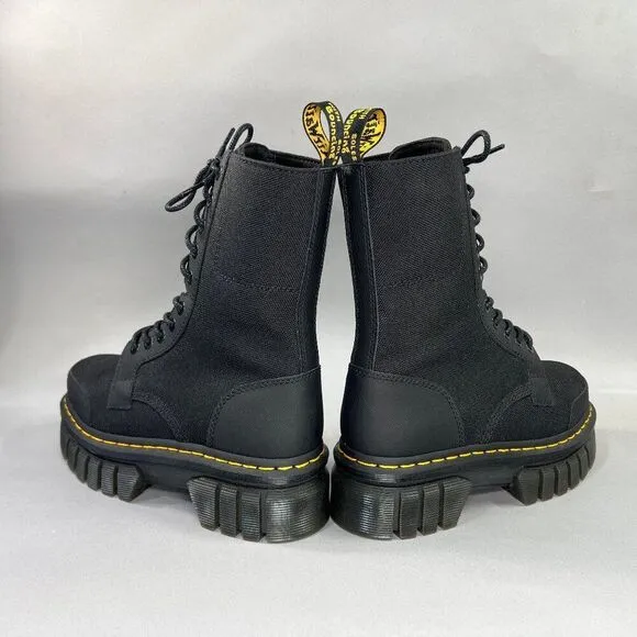 Dr. Martens Audrick Boots Womens Size 8 10-Eye Poly &amp; Leather 10I Platform Boots