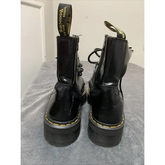 Dr Martens Black Jadon 8 Eye Platform Boots Leather Zip Sides Mens 10  Womens 11