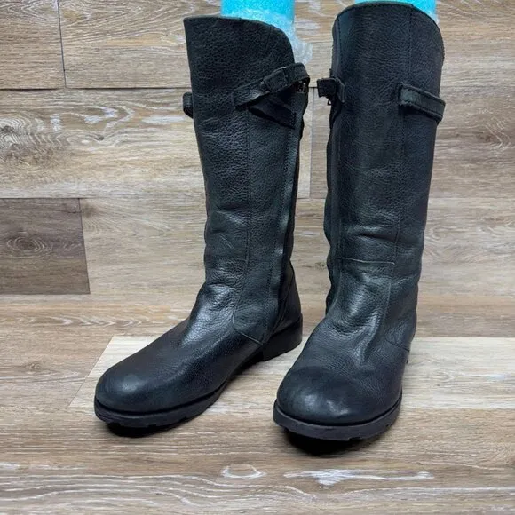 Dr. Martens Black Leather Tall Motorcyle Boots Women's Size 9