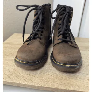 Dr. Martens Delaney Brown Leather Zip Boots - US Size 12 (Kids Version)