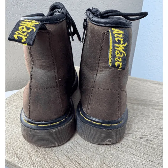 Dr. Martens Delaney Brown Leather Zip Boots - US Size 12 (Kids Version)
