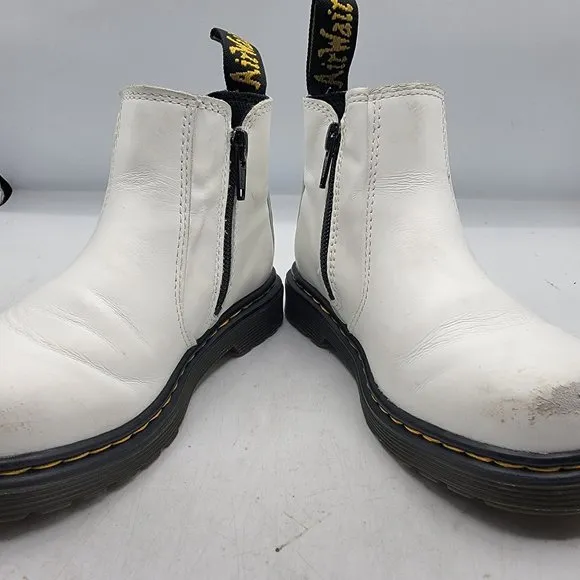 Dr. Martens Junior Size 11 White Smooth Leather Chelsea Boots Walking 2976J
