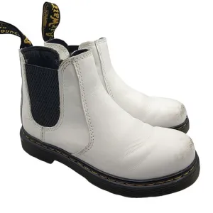 Dr. Martens Junior Size 11 White Smooth Leather Chelsea Boots Walking 2976J
