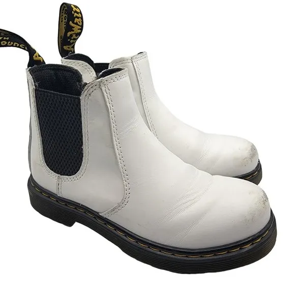 Dr. Martens Junior Size 11 White Smooth Leather Chelsea Boots Walking 2976J
