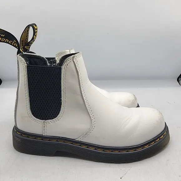 Dr. Martens Junior Size 11 White Smooth Leather Chelsea Boots Walking 2976J