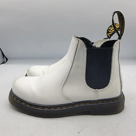 Dr. Martens Junior Size 11 White Smooth Leather Chelsea Boots Walking 2976J