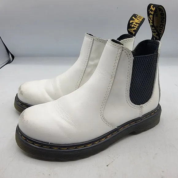 Dr. Martens Junior Size 11 White Smooth Leather Chelsea Boots Walking 2976J
