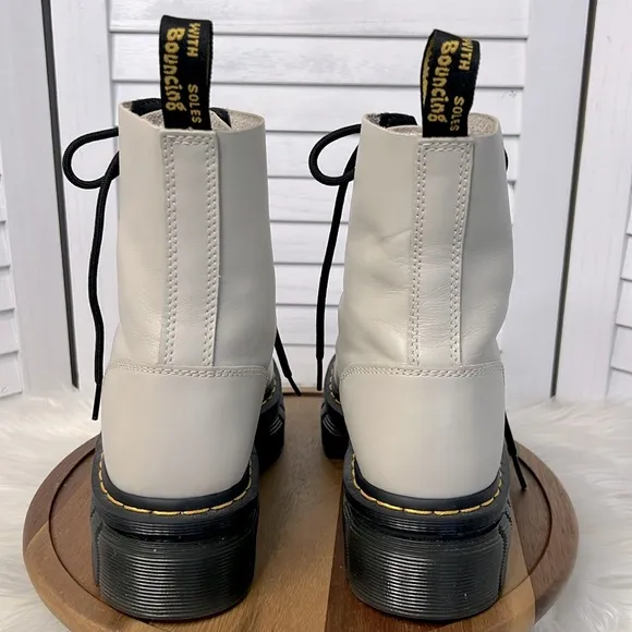 DR. MARTENS l Audrick Nappa Leather Cobblestone Grey Platform Ankle  Boots 9