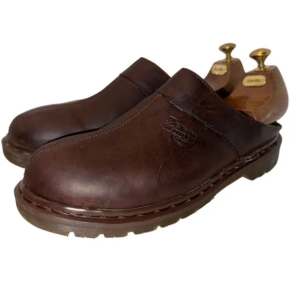 Dr. Martens Mule Clogs Brown Made in England Leather VTG Slip On Shoe Sz 10 8259