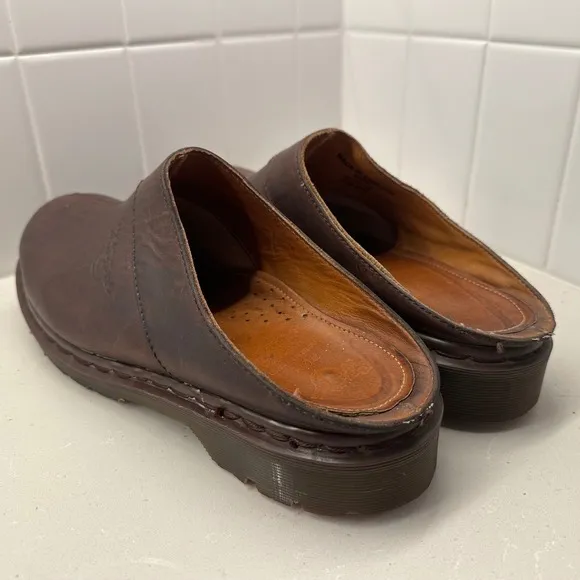 Dr. Martens Mule Clogs Brown Made in England Leather VTG Slip On Shoe Sz 10 8259