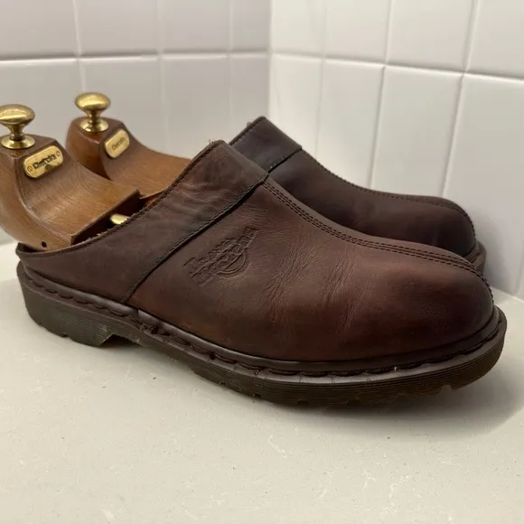 Dr. Martens Mule Clogs Brown Made in England Leather VTG Slip On Shoe Sz 10 8259