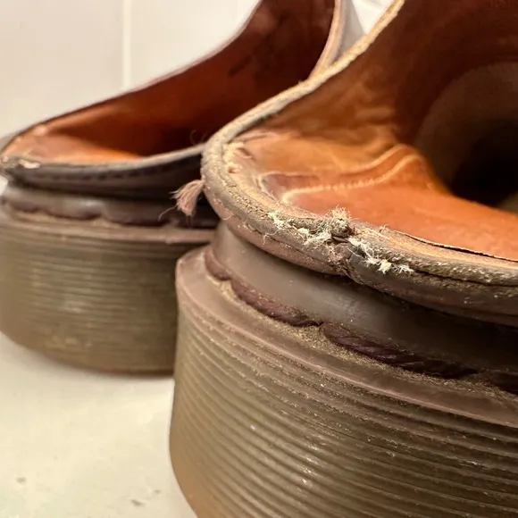 Dr. Martens Mule Clogs Brown Made in England Leather VTG Slip On Shoe Sz 10 8259