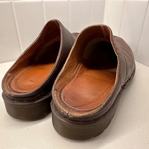 Dr. Martens Mule Clogs Brown Made in England Leather VTG Slip On Shoe Sz 10 8259